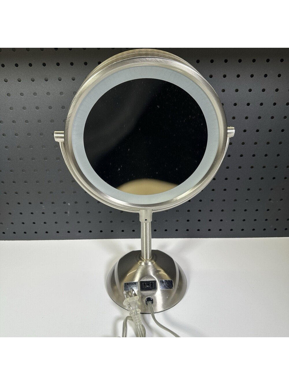 Conair BE103WH Lighted Makeup Mirror 5x Magnification Satin Nickel With Outlet